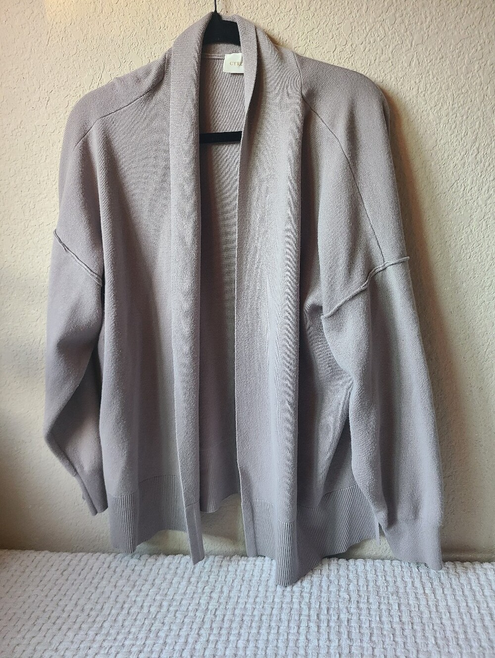 Cyrus Open-Front Cardigan Sweater in Dusty Taupe Size L